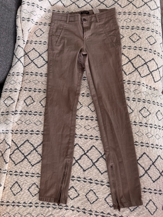 Massimo Dutti Pants - Massimo Dutti Brown Wax Skinny Pants with Ankle Zips Sz 4